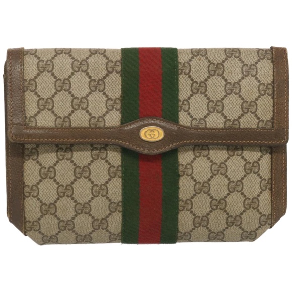 GUCCI GG Supreme Web Sherry Line Clutch Bag PVC Beige 41 014 3087 Auth ac2797 - Picture 13 of 16